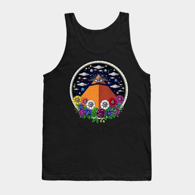 Egyptian Pyramid Alien UFO Tank Top by underheaven